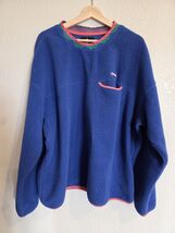 Vintage Columbia Sherpa Fleece Sweatshirt XX-Large Blue Retro Pink Trim - $29.40