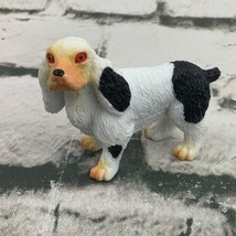 Dollhouse Miniatures Dog Plastic Figure Border Collie White Black Red Eyes - £4.72 GBP