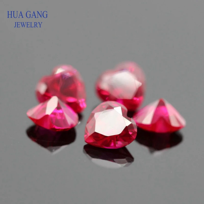 5 Red Ruby Stone Round Squar Spherical Reuleaux triangl -8x8mm-50pcs Heart - $118.30