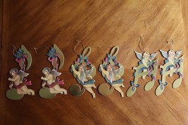 Lot 6x Victorian Die Cut Out Christmas Ornament Angel Cherub Musical Not... - $267.48 MXN