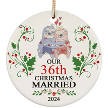 Our 36th Years Christmas Married Ornament Gift 36 Anniversary Funny Sloth Couple - £12.45 GBP