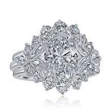 3.74 Cts Igi Coupe Ovale Labo Grown Diamant Mariage Bague Parure 14k or Blanc - £2,284.41 GBP