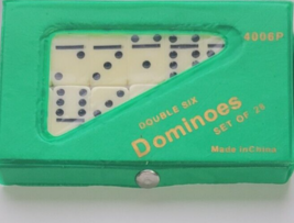 Double Six Dominoes Game Mini Set of 28 Travel Size is 1 1/2"X3/4"X1/4" - $10.88