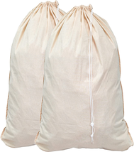 2 Pack Extra Large Natural Cotton Laundry Bag Beige 28&quot; x 36&quot; NEW - £18.49 GBP