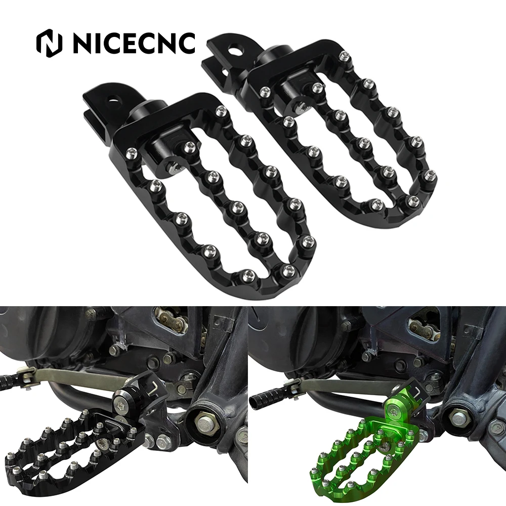 CNC Aluminum Motorcycle FootPegs Foot Pedals Rests Footrest For KAWASAKI KLR650 - £36.00 GBP
