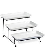 Tiered Serving Stand and Platters Set Large 3 Tier Collapsible Smeese Cu... - $56.09