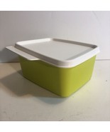 Tupperware Keep Tabs square container Small Yellow Lime White  Lid 6590A... - $7.66