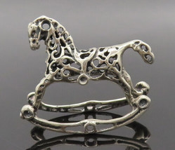 925 Sterling Silver Vintage Toy Swirly Stencil Cut Rocking Horse Chair  TR3695 - $73.72