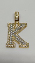 2.10Ct Imitación Diamante 10K Oro Amarillo Chapado Inicial &quot;K&quot; Carta Colgante - £120.12 GBP