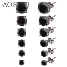 AOEDEJ 12PCS/Lot 3-8mm Stainless Steel Studs Earring Set Shiny Zircon Round Ear  - £19.16 GBP