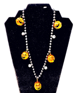 Halloween Vintage Jack O&#39; Lantern &amp; Silver Jingle Bells Black Beads 30&quot; ... - €11,08 EUR