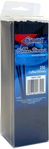 250 Coffee Cocktail 7&quot; Black R Ound Plastic Stirrers Bar Straws Diamond 16300 - £14.28 GBP