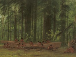 George Catlin Excavating a Canoe Nayas Indians Native American Art + Ships Free - £31.17 GBP+