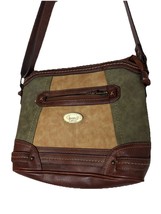 BOC Bøc Born Concept Green Tan Brown Handbag Purse Shoulder Bag Pockets ... - $29.99