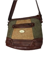 BOC Bøc Born Concept Green Tan Brown Handbag Purse Shoulder Bag Pockets ... - $40.83 CAD
