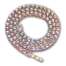 1 Row Tennis Necklace Rose Gold Plated Choker Cubic Zirconia Chain 3-5mm - £6.18 GBP+