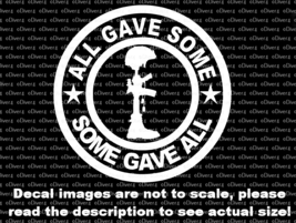 Round All Gave Some Some Gave All Military Cross Decal US Made - £5.38 GBP+