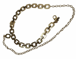 Chicos 42&quot; Chain BoHo Hip Belt or Long Necklace Chunky Gold Tone Links Mod Geo - £19.80 GBP