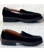 Donald Pliner Roko Black Velvet Quilted Patent Leather Trim Loafer-Womens 8.5 - $61.75