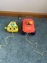 2 VINTAGE 1973 Fisher Price Bouncing Buggy &amp; Crazy Crawler Lady Bug 1974... - £17.38 GBP