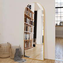 64&quot;x21&quot; Full Length Mirror Arched Standing Floor Mirror Full Body Mirror, Gold - £78.44 GBP