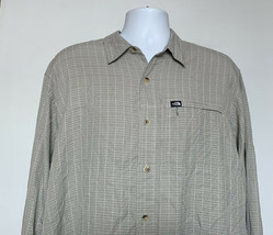 The North Face Button Down Shirt Mens Large Tan Plaid Polyester Modal Blend - $29.65