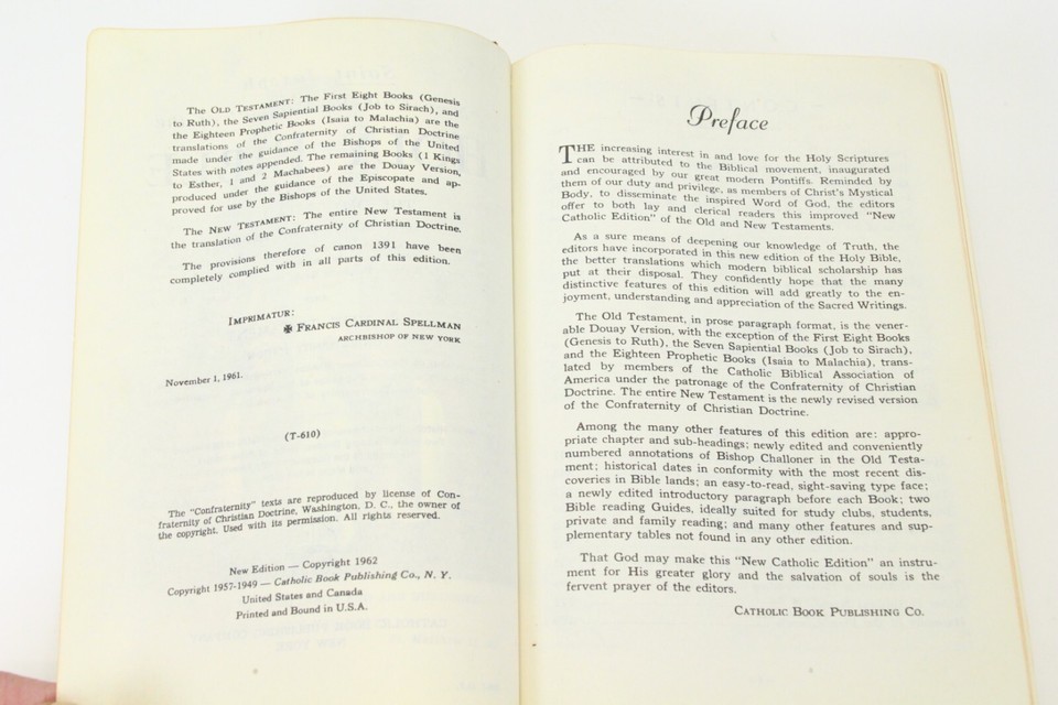 Holy Bible Saint Joseph New Catholic Edition Illustrated 1962 Black Leather Item image 7