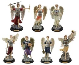 7 Archangels Michael Sealtiel Jehudiel Raphael Uriel Barachiel Gabriel Statues - £239.79 GBP
