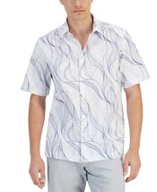 Alfani Button-Down Shirt Men's Small White Multi Regular-Fit Abstract Wa... - $17.99