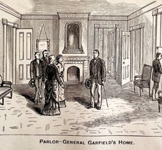 President General Garfield Home Parlor Wood Engraving Victorian DWFF7 - £31.44 GBP