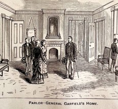 President General Garfield Home Parlor Wood Engraving Victorian DWFF7 - £31.84 GBP