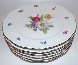 STUNNING SET 6 MITTERTEICH BAVARIA GERMANY MEISSEN FLORAL 10 5/8&quot; DINNER... - £122.74 GBP