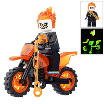 Ghost Rider With Bike (Glow In The Dark) Super Heroes Lego Compatible Minifigure - £3.60 GBP