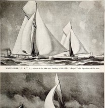 Mayflower Galatea Valkyrie Vigilant 1930 America&#39;s Cup Race Nautical Pri... - $29.99