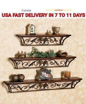 Wall shelf Sheves wooden iron antique for bathroom bedroom 3 pcs - £123.19 GBP