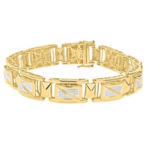 Men&#39;s 4CT Round Moissanite 14K Yellow Gold Plated Square Link Tennis Bracelet 8&quot; - £685.58 GBP