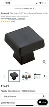 Amerock Blackrock 1-1/2 Inch Square Cabinet Knob - Black Oil - $7.92