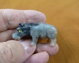 (Y-HIP-52) gray HIPPO Hippopotamus gem Gemstone carving SOAPSTONE River ... - $8.59