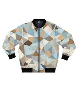 Pale brown &amp; blue polygons - Men&#39;s Bomber Jacket (AOP) - £59.68 GBP+