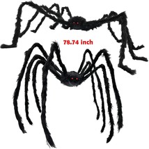 2 Pack Giant Spiders Halloween Decorations Outdoor Indoor 6.5Ft Extra Large Pose - £31.63 GBP