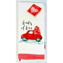 Envogue Loads of Love Valentine&#39;s Day Kitchen Towels 2-Pc Truck Hearts Pink Red - £12.42 GBP