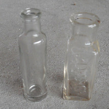 Lot of 2 Small Vintage Glass Medicine Bottles FG Mark and DS Co - $17.82