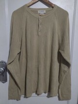 J Crew Henley Sweater Men's Size Large Dark Beige Cotton Bin K - $25.87