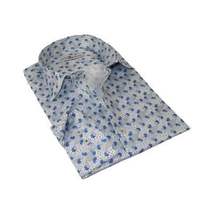 Men's EMILIO CERUTTI Sport Shirt 100% Cotton #EMC5 Multi Gray Floral image 4