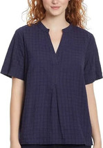 Gloria Vanderbilt Women&#39;s Size Medium Navy V-Neck Short Sleeve Blouse Top $45 - £10.78 GBP