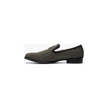Stacy Adams Men Shoes Swagger Studded Slip On Satin Black Gold 25228-715 image 3