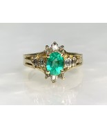 Vintage 14k Yellow Gold Emerald Diamond Ring - $1,850.00