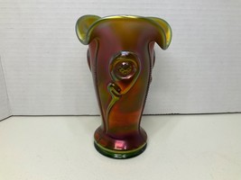 Vintage Northwood Small Tornado Vase Green Carnival Glass - £615.68 GBP
