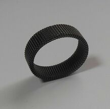 Men's Flexible Stainless Steel Woven Mesh Black Screen Ring - $16.99