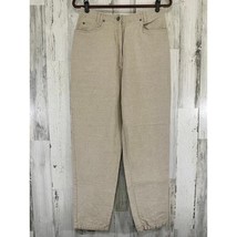 J Jill Womens Pants Size 12 (28x29) Tan Khaki 100% Linen Tapered Leg Hig... - $27.69